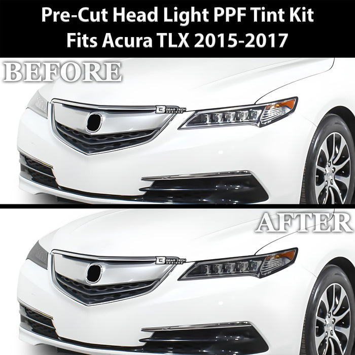 Full Headlight Taillight Precut Smoked PPF Tint Kit Film Overlay Fits Acura TLX 2015 - 2020 - Bogar Tech Designs