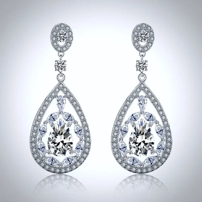Wedding Jewelry - Cubic Zirconia Bridal Earrings - Available in Rose Gold and Silver