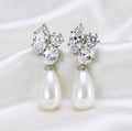 Pearl Wedding Jewelry - Bridal Pearl Drop Earrings - Available in Silver and Yellow Gold
