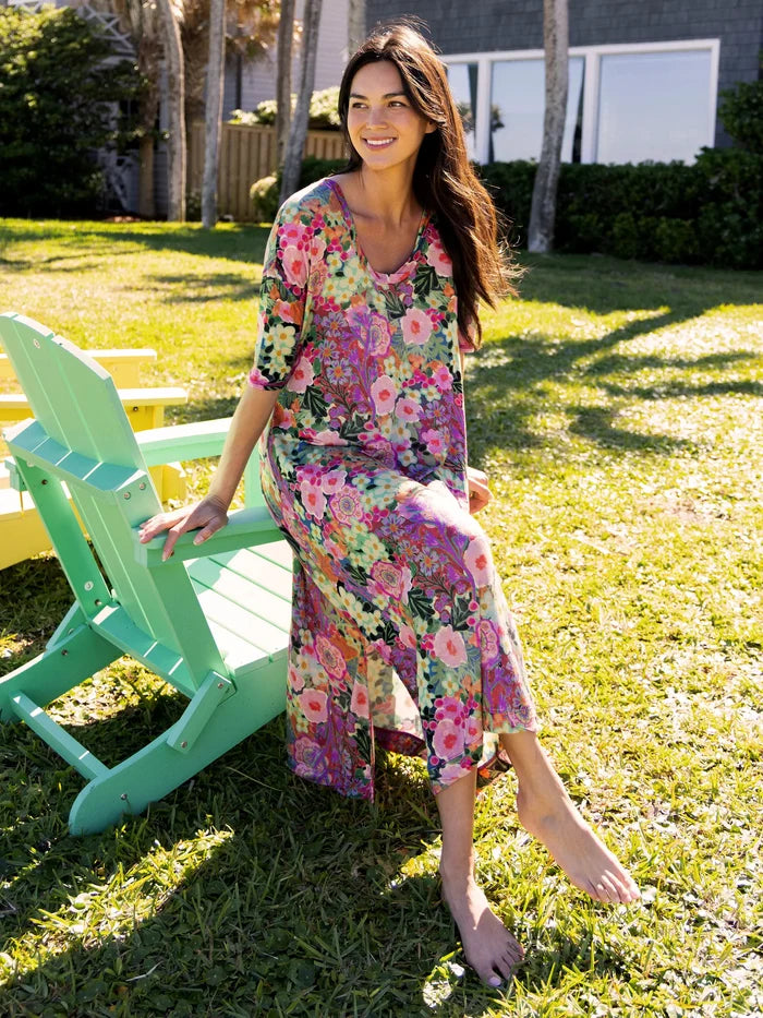All Day "ButterSoft" Dress - Pink Painted Garden-view 2