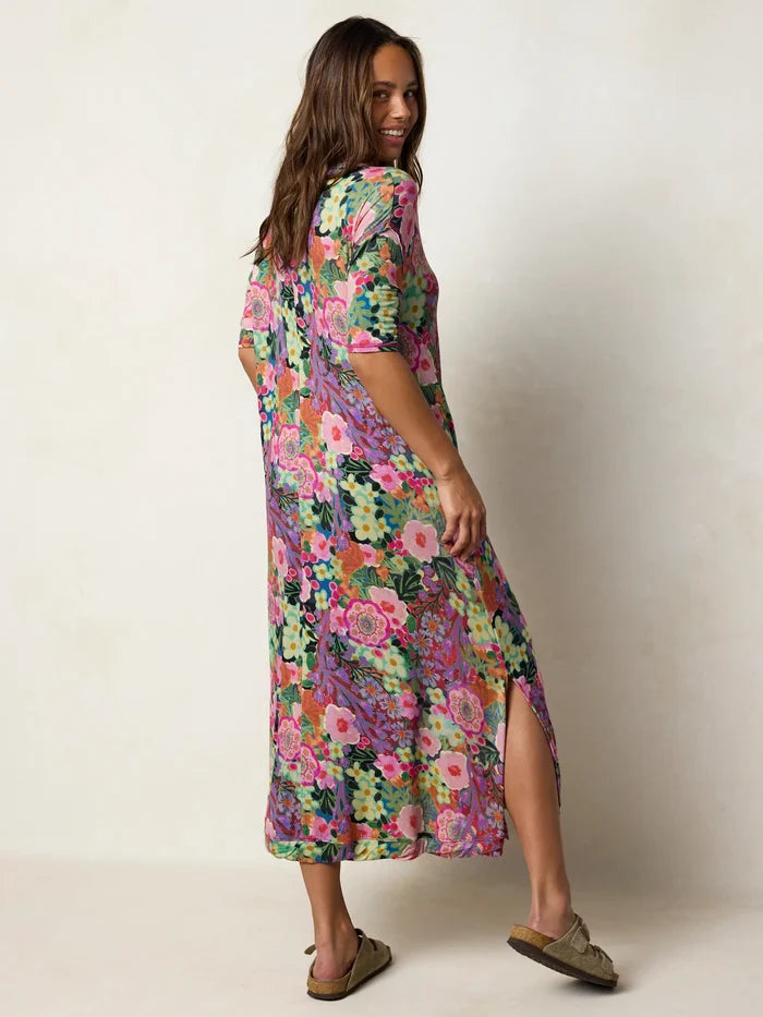 All Day "ButterSoft" Dress - Pink Painted Garden-view 4