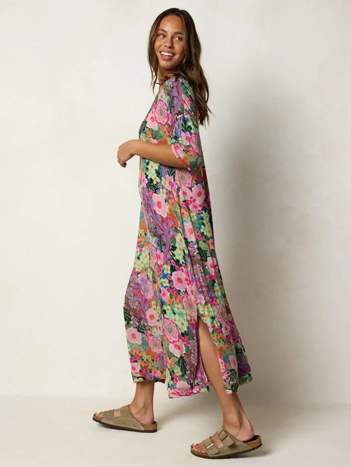 All Day "ButterSoft" Dress - Pink Painted Garden-view 6
