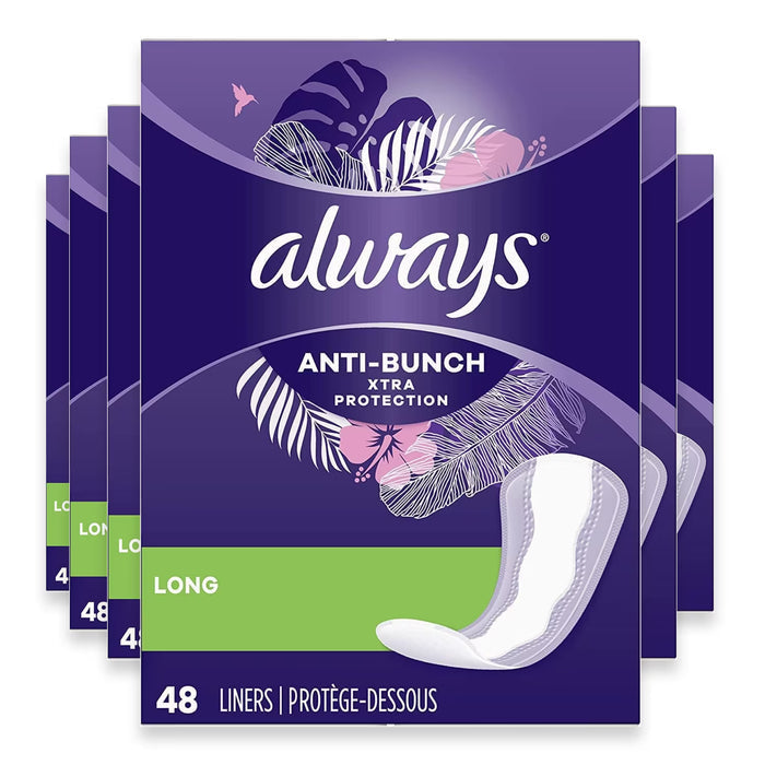 Always Anti-Bunch Long Liners - 48 Ct - 6 Pack