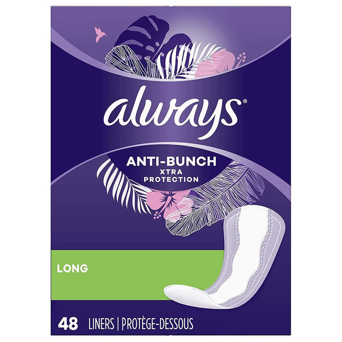 Always Anti-Bunch Long Liners - 48 Ct - 6 Pack