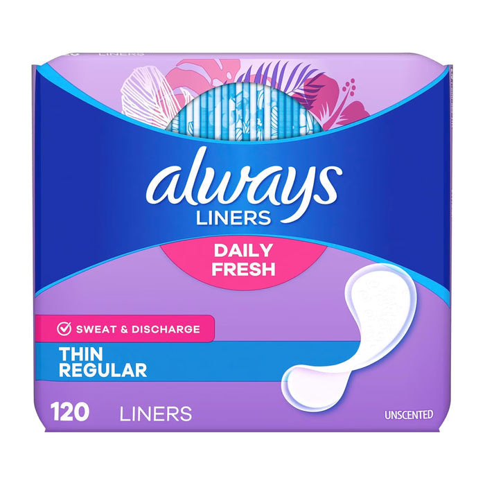 Always Anti-Bunch Xtra Protection Thin Regular Unscented Pantiliners - 120 Ct - 6 Pack
