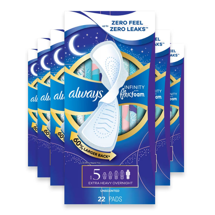 Always Infinity FlexFoam Overnight Unscented Pads - 22 Ct - 6 Pack