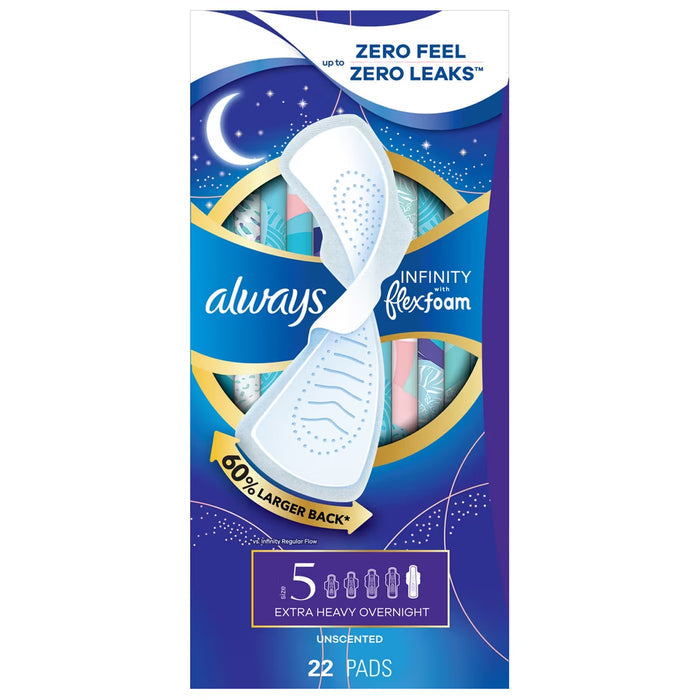 Always Infinity FlexFoam Overnight Unscented Pads - 22 Ct - 6 Pack