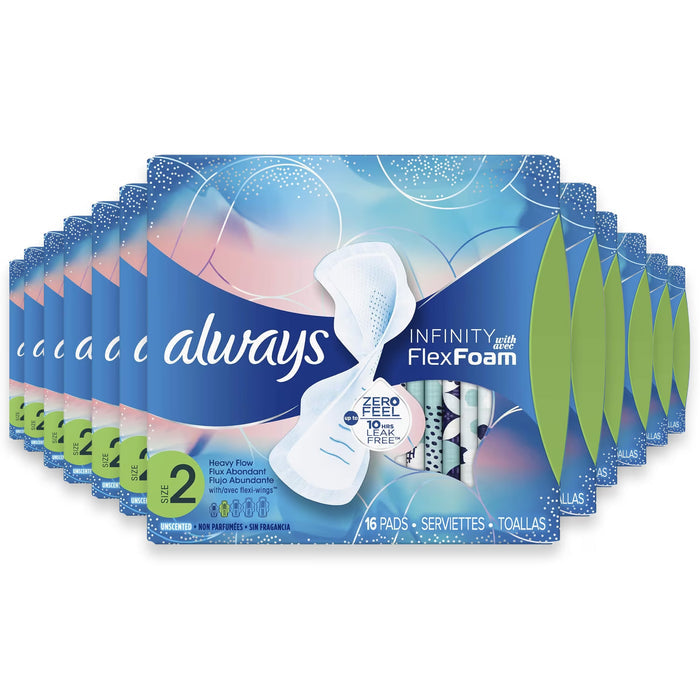 Always Infinity FlexFoam Super Size 2 Pads with Wings - 16 Ct - 12 Pack