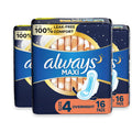 Always Maxi Overnight Unscented Pads with Wings - 16 Ct - 3 Pack