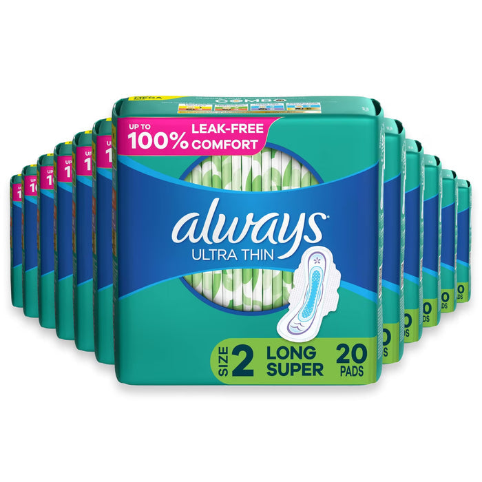 Always Ultra Thin Size 2 Long Pads - 20 Ct - 12 Pack