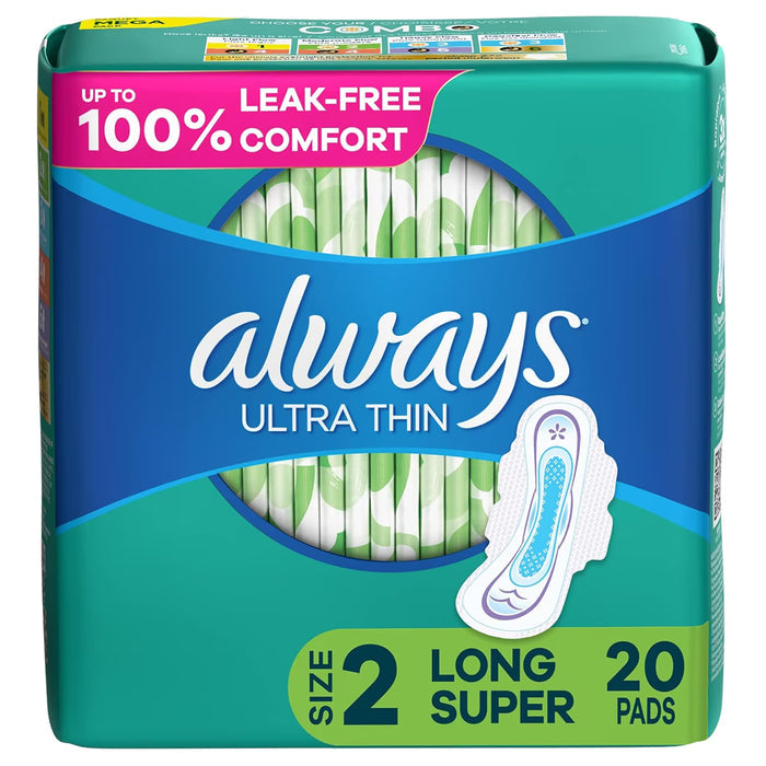 Always Ultra Thin Size 2 Long Pads - 20 Ct - 12 Pack