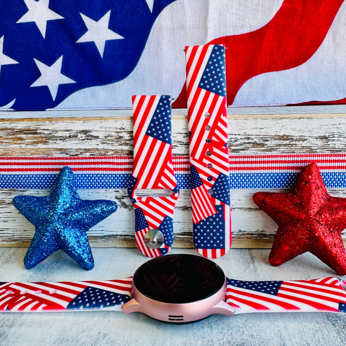American Flag Print Silicone Band For Samsung Watch