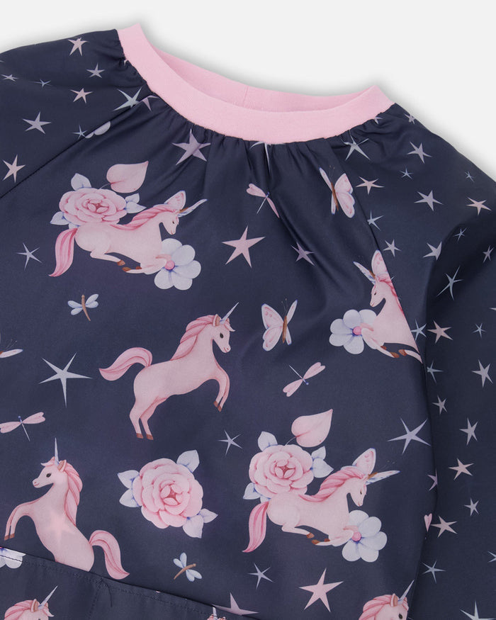 Apron Navy Unicorn Print-2