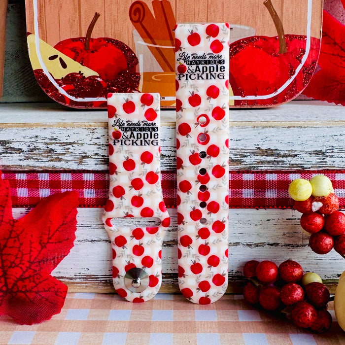 Autumn Apples Print Silicone Band For Samsung Watch