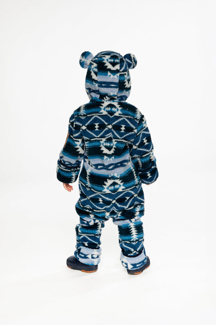Baby Mid-Season Plush One-Piece Outerwear Aztec Blue-3