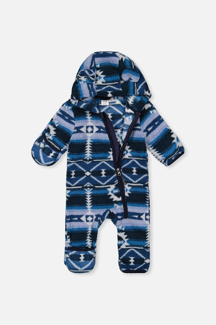Baby Mid-Season Plush One-Piece Outerwear Aztec Blue-4