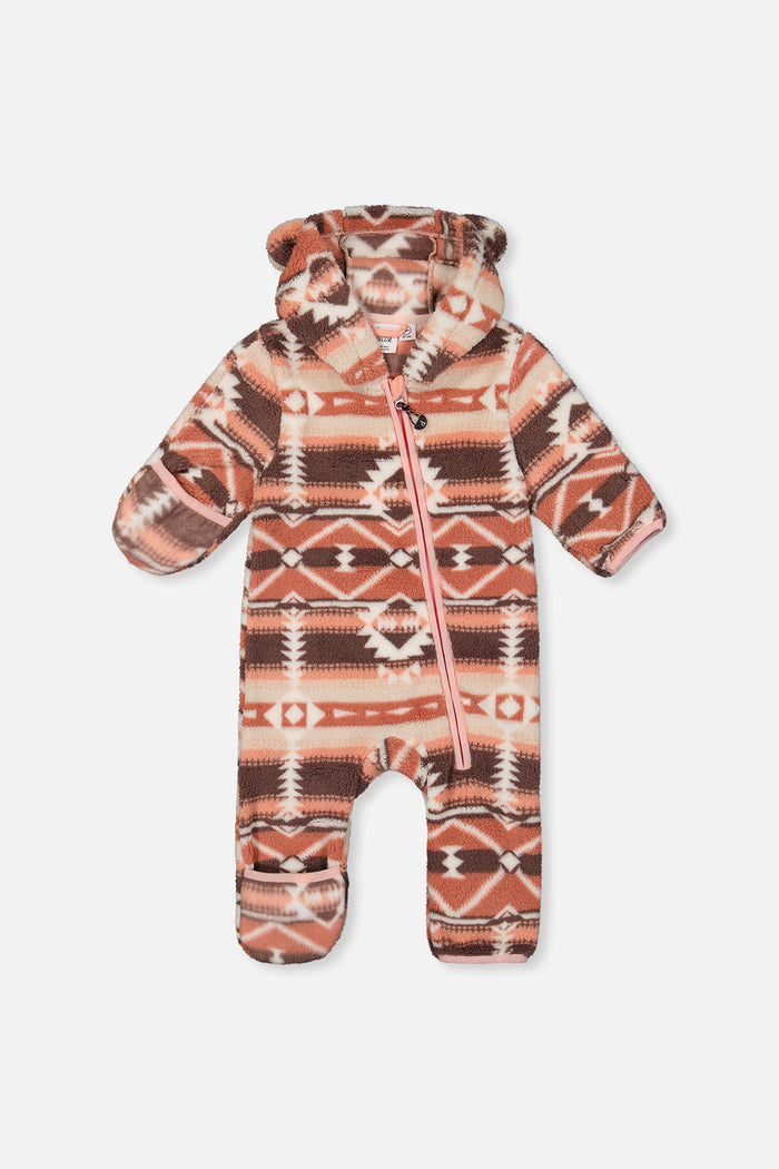 Baby Mid-Season Plush One-Piece Outerwear Aztec Pink-0