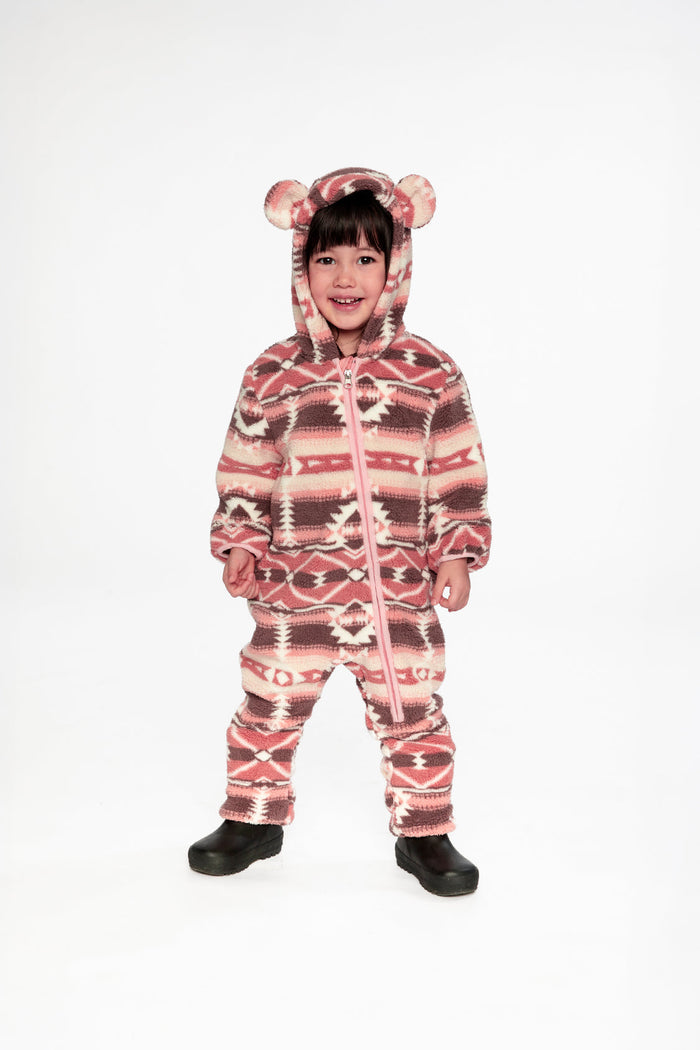 Baby Mid-Season Plush One-Piece Outerwear Aztec Pink-1