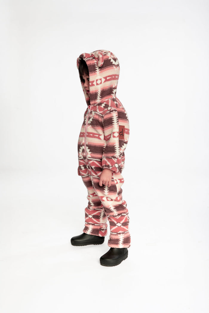 Baby Mid-Season Plush One-Piece Outerwear Aztec Pink-2