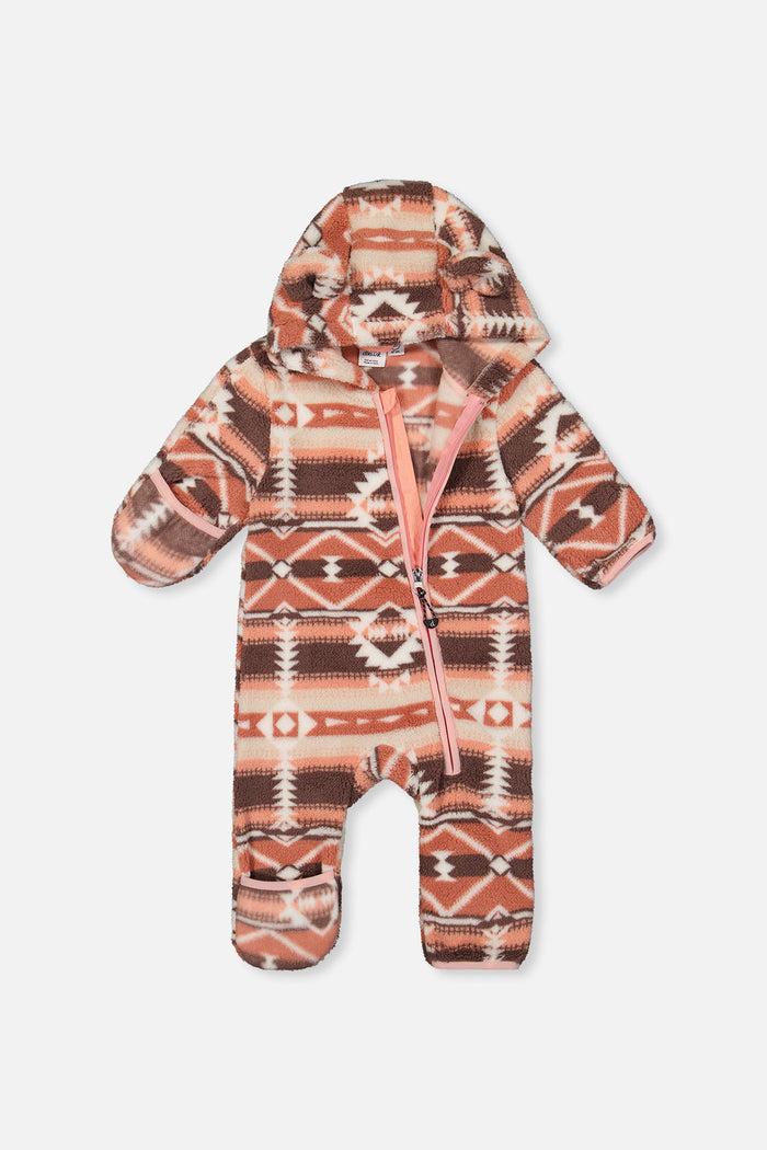 Baby Mid-Season Plush One-Piece Outerwear Aztec Pink-4