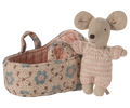 Maileg - Baby Mouse In Carry Cot - Rose