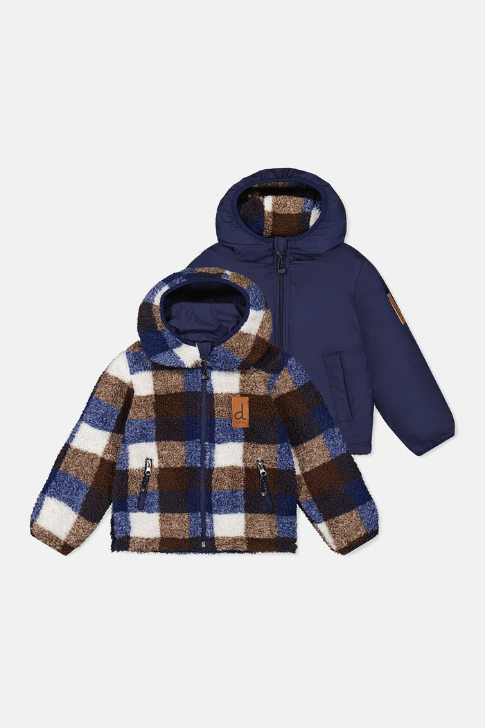 Baby Reversible Mid-Season Jacket Dark Blue And Brown-0