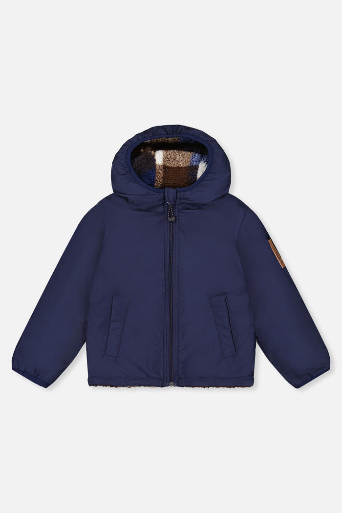 Baby Reversible Mid-Season Jacket Dark Blue And Brown-2