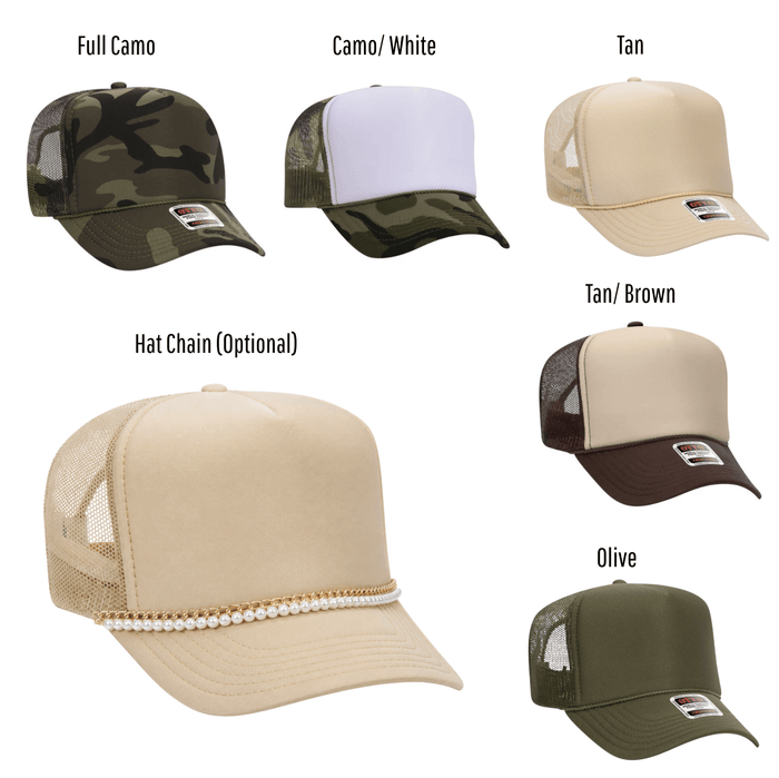 Backwoods Bougie Sequin Trucker Collection: NO Chain / Tan / Sequin Mallard - Olita Gifts & Goods