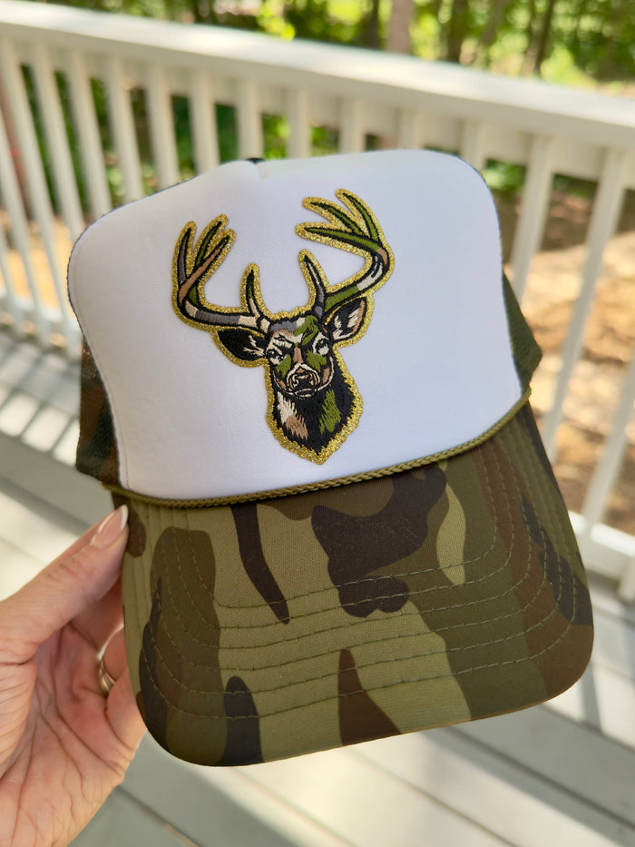 Backwoods Bougie Sequin Trucker Collection: NO Chain / Tan / Sequin Mallard - Olita Gifts & Goods