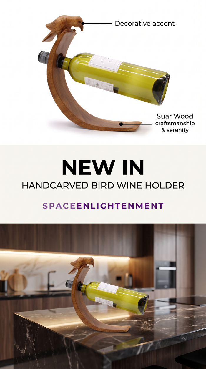 Balance Wine Holder Bird Design Handcarved Handmade Suar Wood