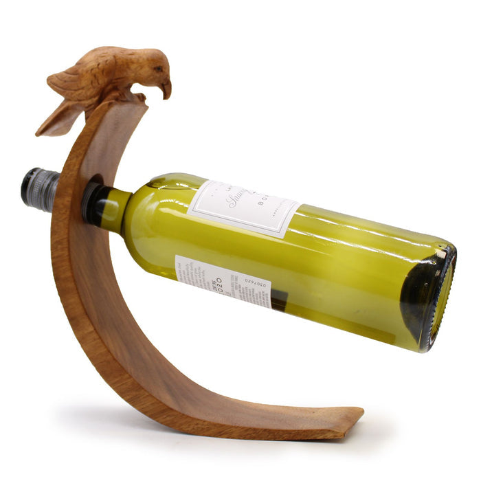 Balance Wine Holder Bird Design Handcarved Handmade Suar Wood