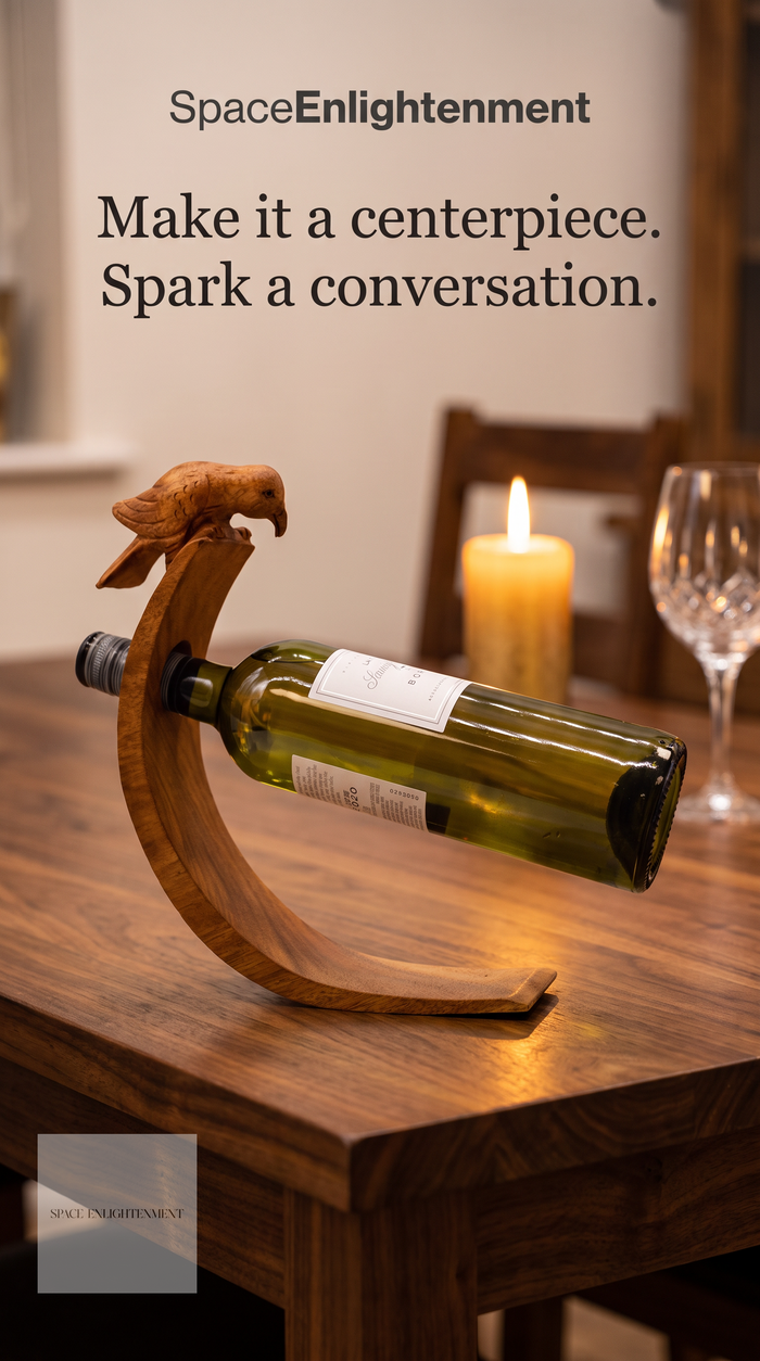 Balance Wine Holder Bird Design Handcarved Handmade Suar Wood