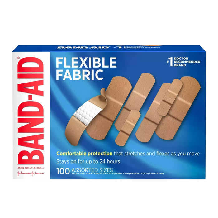 Band-Aid Flexible Fabric Assorted Adhesive Bandages - 100 Ct - 12 Pack