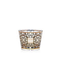 A collection of Baobab scented candles with screen-printed 24-carat gold designs on the glass containers, available in various sizes.