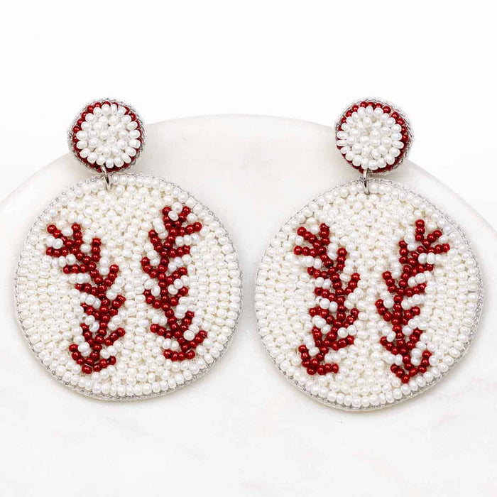 Baseball Beaded Earrings