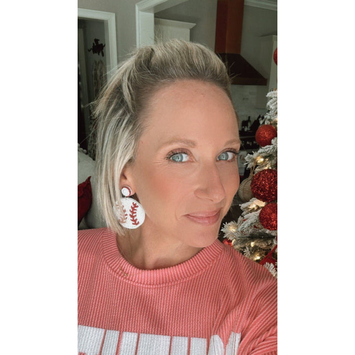 Baseball Beaded Earrings