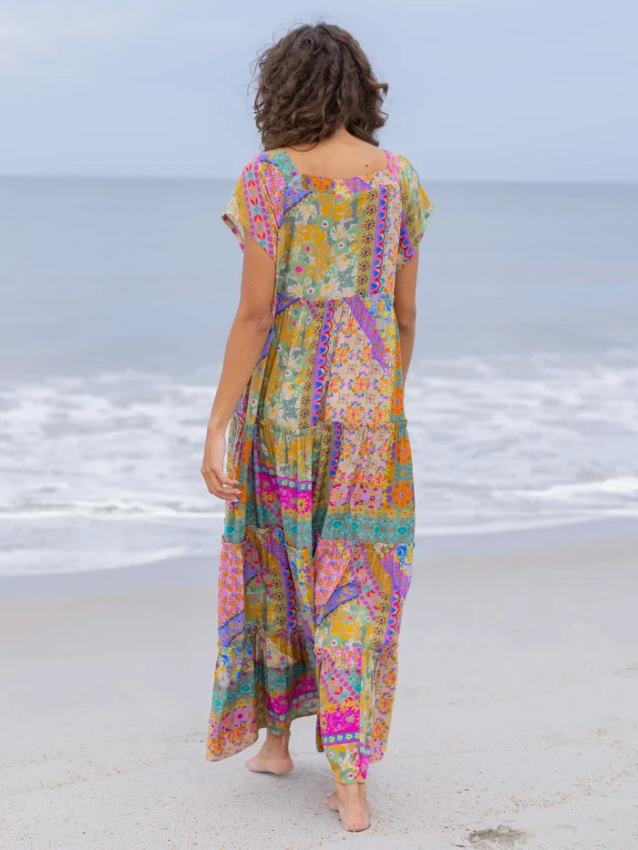 Berkley Maxi Dress - Folk Flower Patchwork-view 3