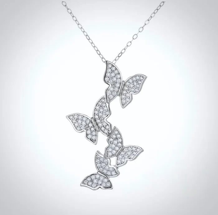 Wedding Jewelry - Sterling Silver Butterfly Bridal Necklace - Available in Silver and Rose Gold
