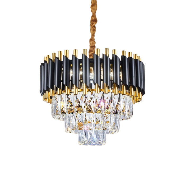 Black and Gold Hanging Crystal Chandeliers Light Fixture ~4803
