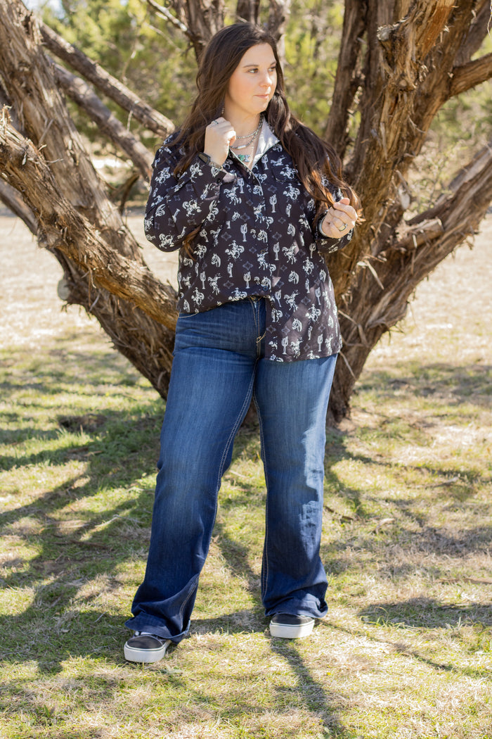 Black Bronc Cowboy Button Up
