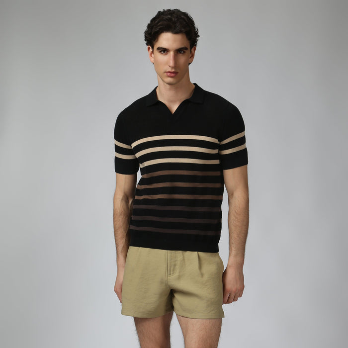 NEW- Black Seabreeze Knit Polo - Parke & Ronen