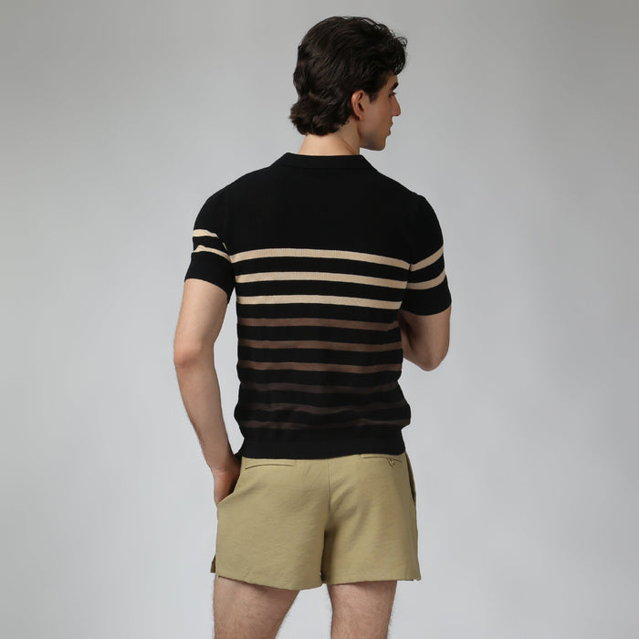 NEW- Black Seabreeze Knit Polo - Parke & Ronen