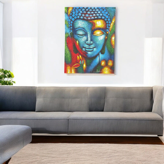 Blue & Gold Buddha Painting