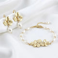 Wedding Jewelry | Natural Pearl Bracelet/Earrings/Set - Gold & Silver