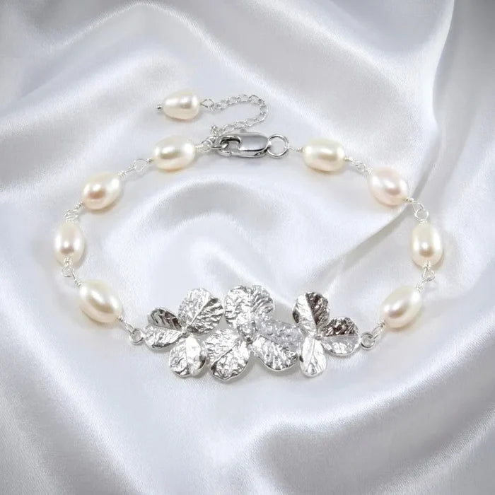 Wedding Jewelry | Natural Pearl Bracelet/Earrings/Set - Gold & Silver