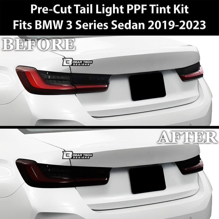 Full Headlight Taillight Precut Smoked PPF Tint Kit Film Overlay Fits BMW 3 Series 2019 - 2025 - Bogar Tech Designs