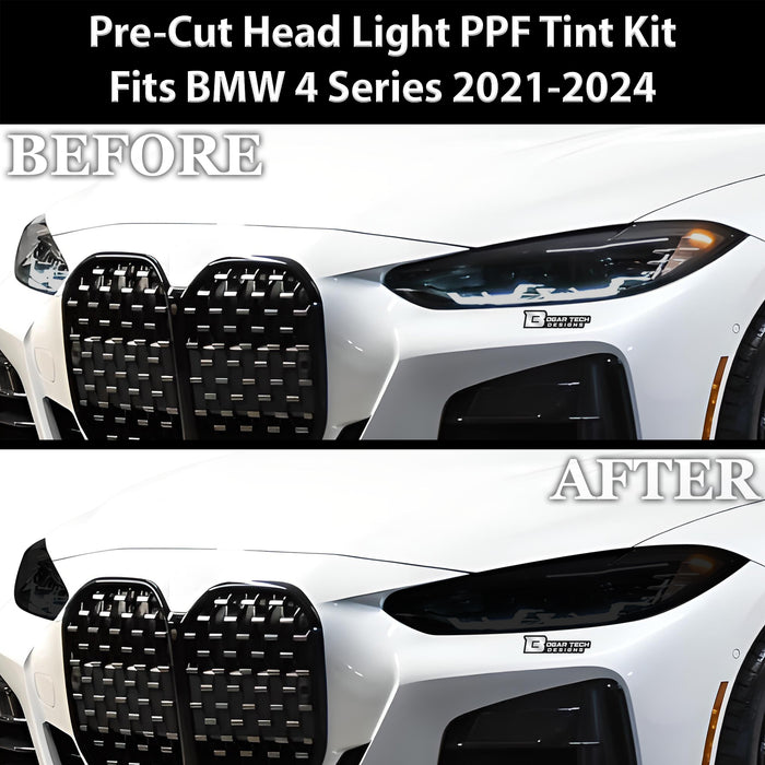 Full Headlight Taillight Precut Smoked PPF Tint Kit Film Overlay Fits BMW 4 Series 2021 - 2025 - Bogar Tech Designs