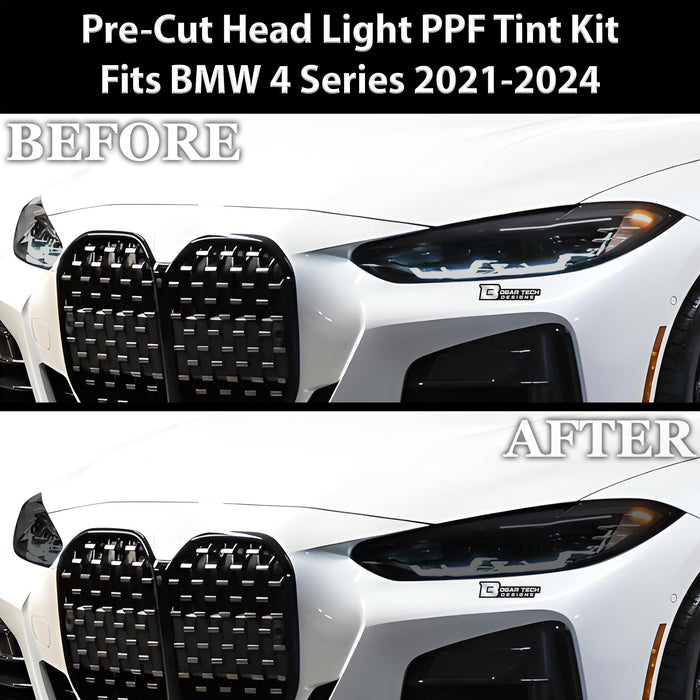 Full Headlight Taillight Precut Smoked PPF Tint Kit Film Overlay Fits BMW 4 Series 2021 - 2025 - Bogar Tech Designs