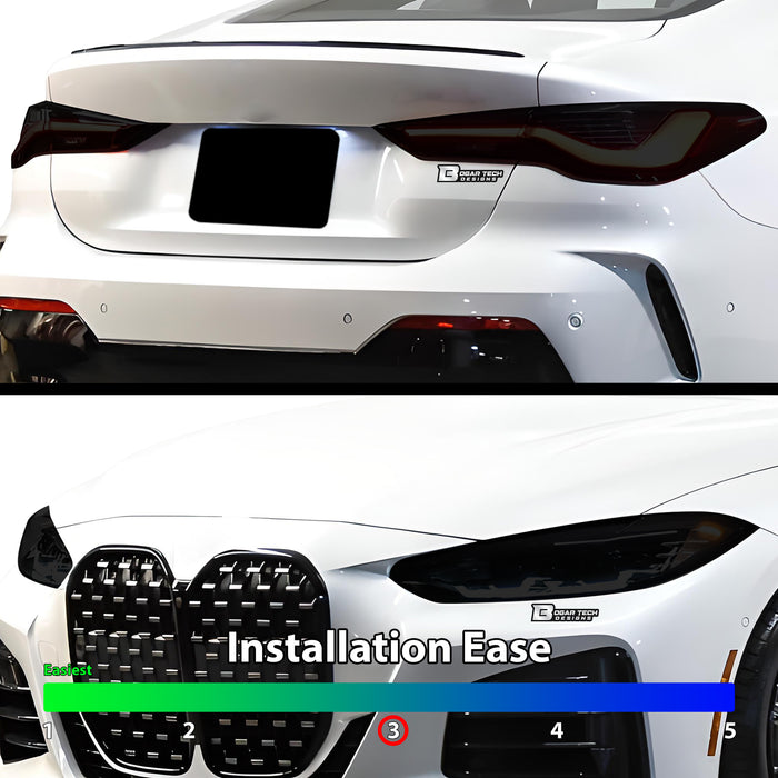 Full Headlight Taillight Precut Smoked PPF Tint Kit Film Overlay Fits BMW 4 Series 2021 - 2025 - Bogar Tech Designs