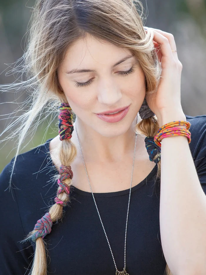Boho Bands Hair Ties, Set of 3 - Cream Floral-view 2